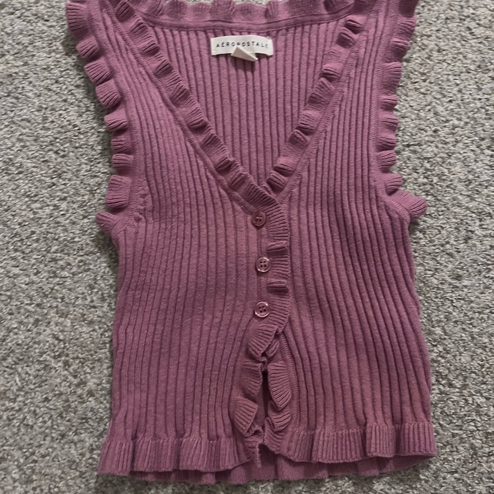 Aeropostale Mauve Ruffled Knit Top